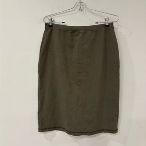 Women's Hard Tail L Olive Straight Midi Skirt in Excellent Preloved Condition!